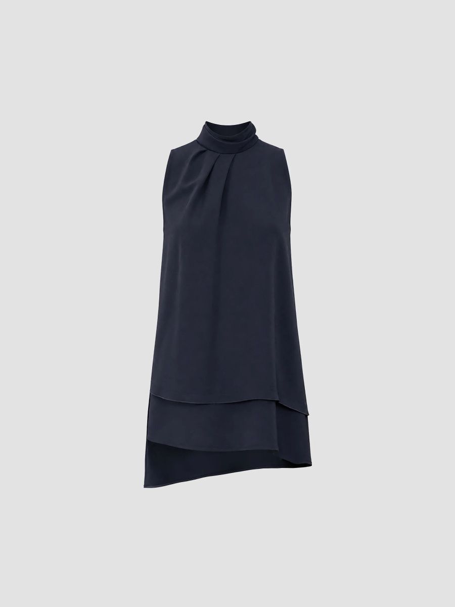 Callas Milano Women's Cleo Draped Tunic Top - Navy - Size 0