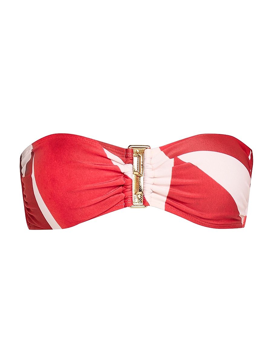 Women's Drop Bandeau Bikini Top - Red White - Size Medium