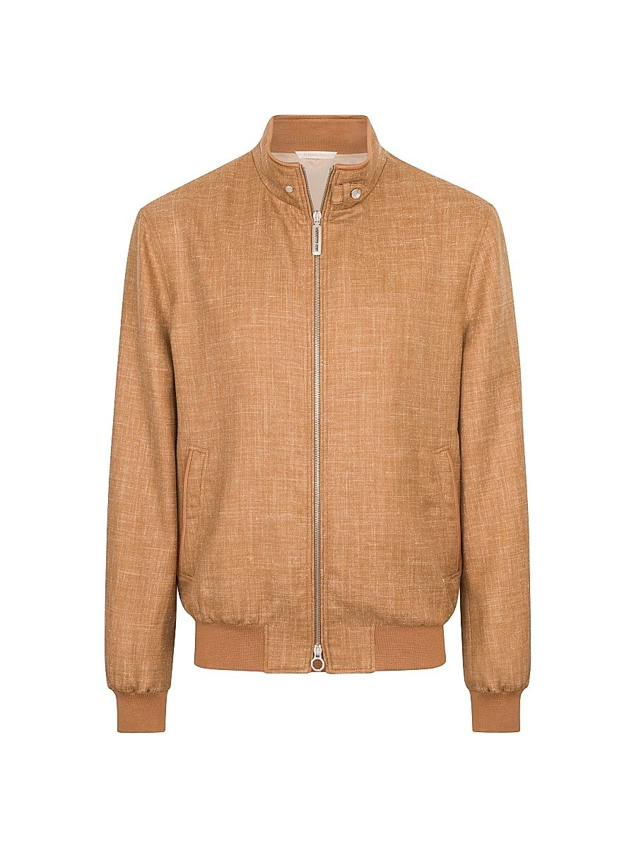Men's Wool and Silk Blend Blouson Jacket - Beige - Size 46