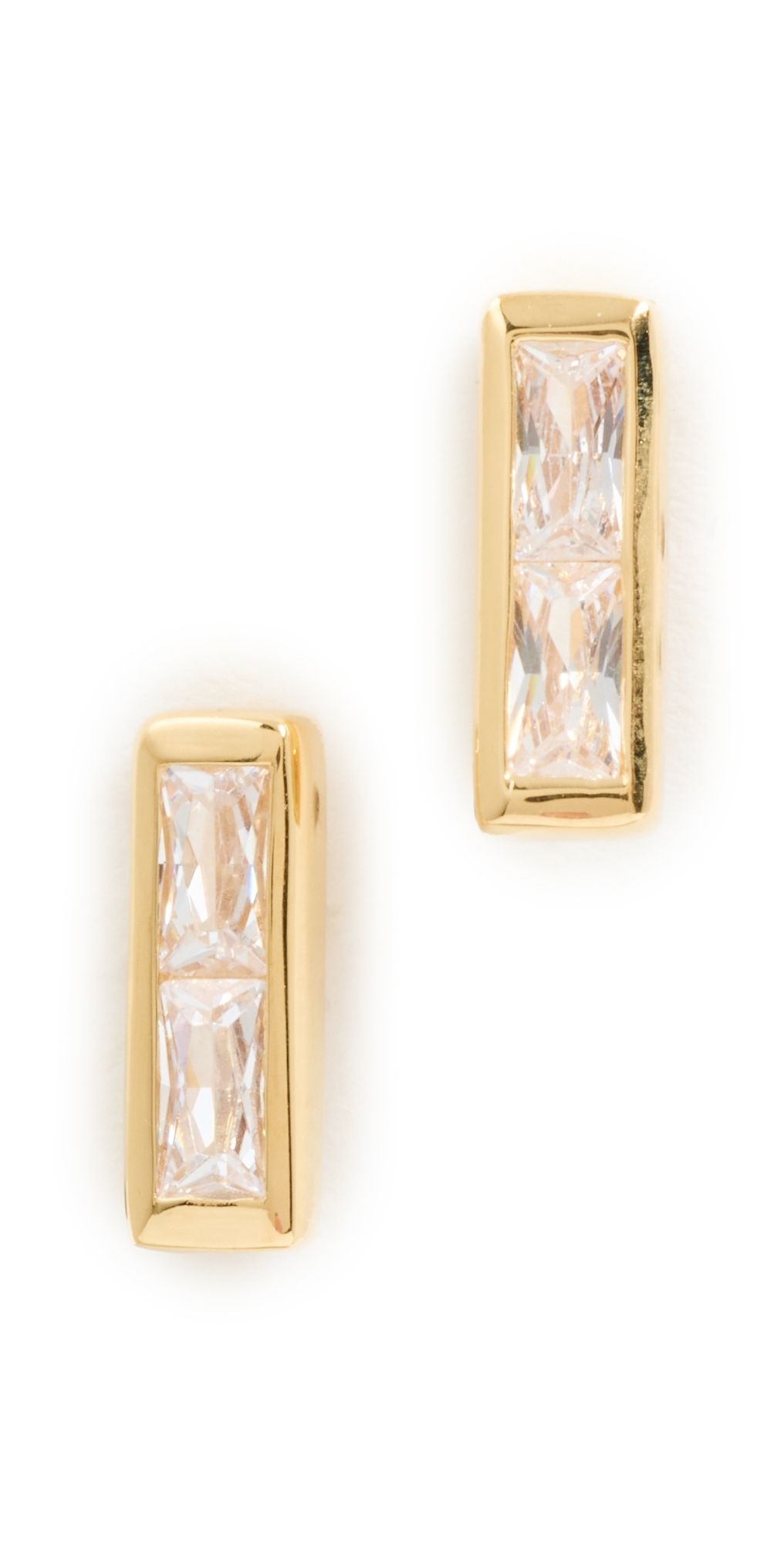 Gwen Beloti Stacked CZ Drop Stud Earrings Gold One Size
