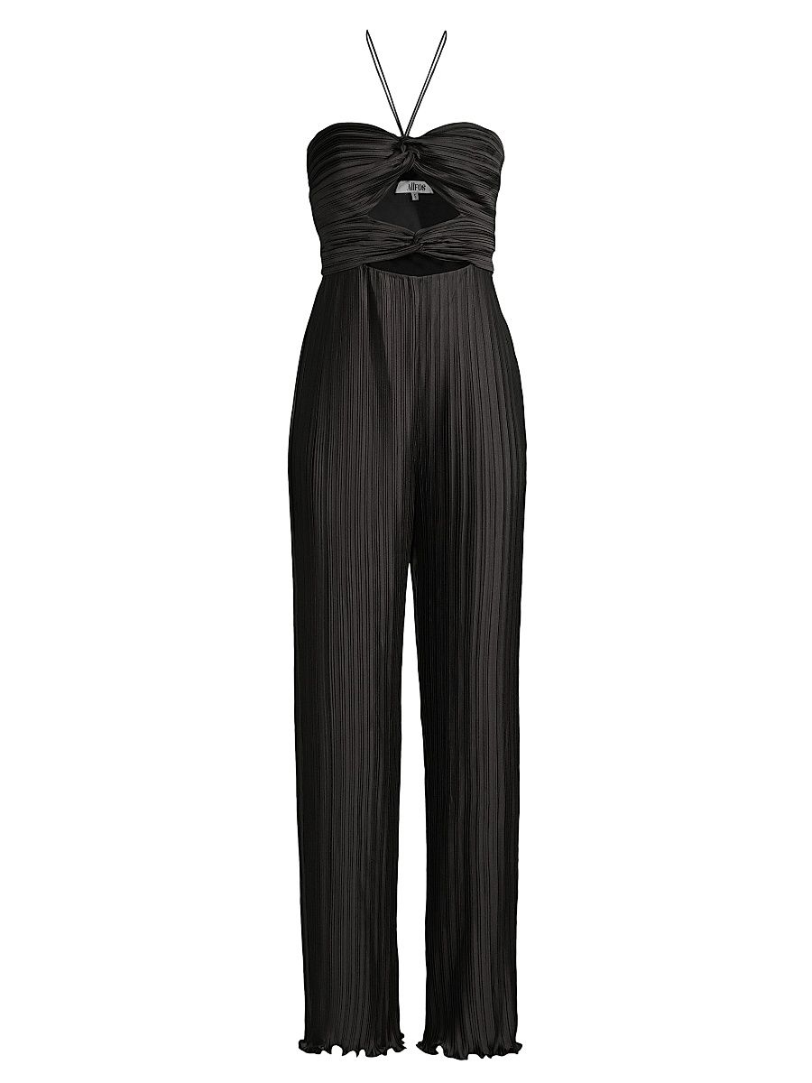 Women's Miriam Cut-Out Pleated Jumpsuit - Black - Size Large