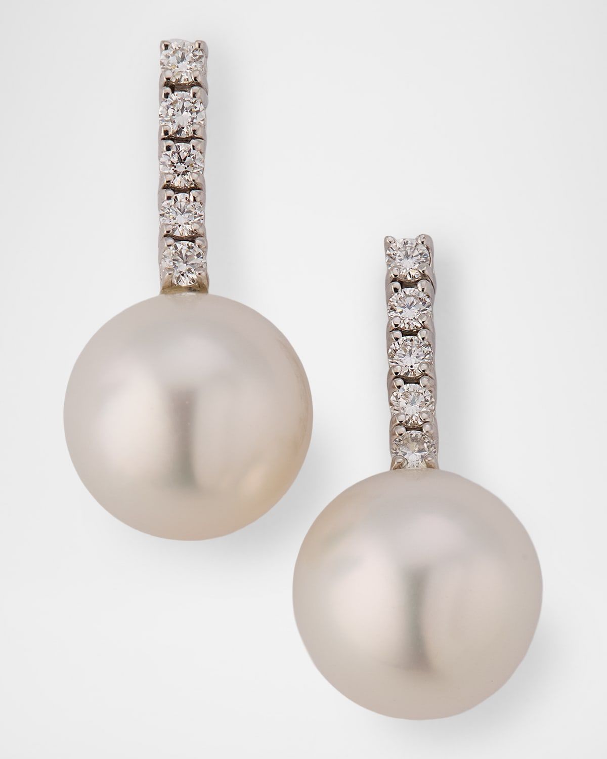 18K White Gold South Sea Pearl & Diamond Earrings