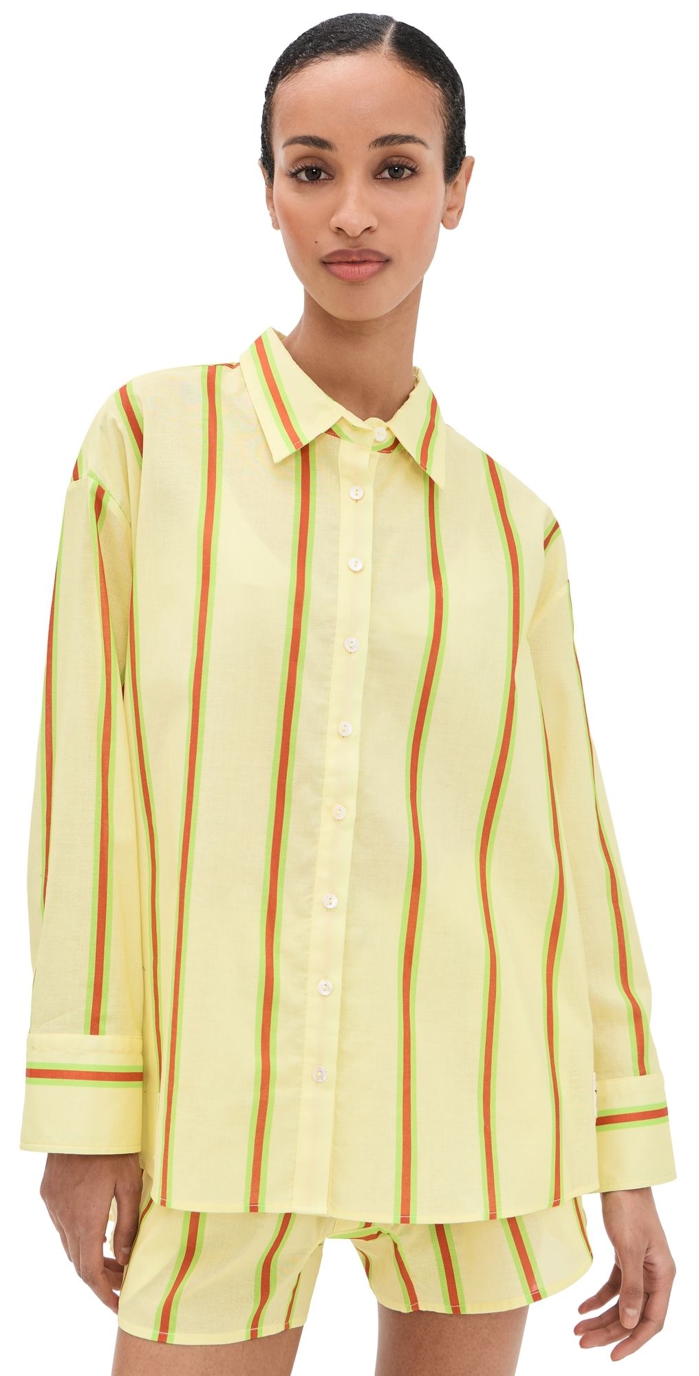 Ciao Ciao Vacation Sandy Stripe Vines Shirt Yellow Multi S