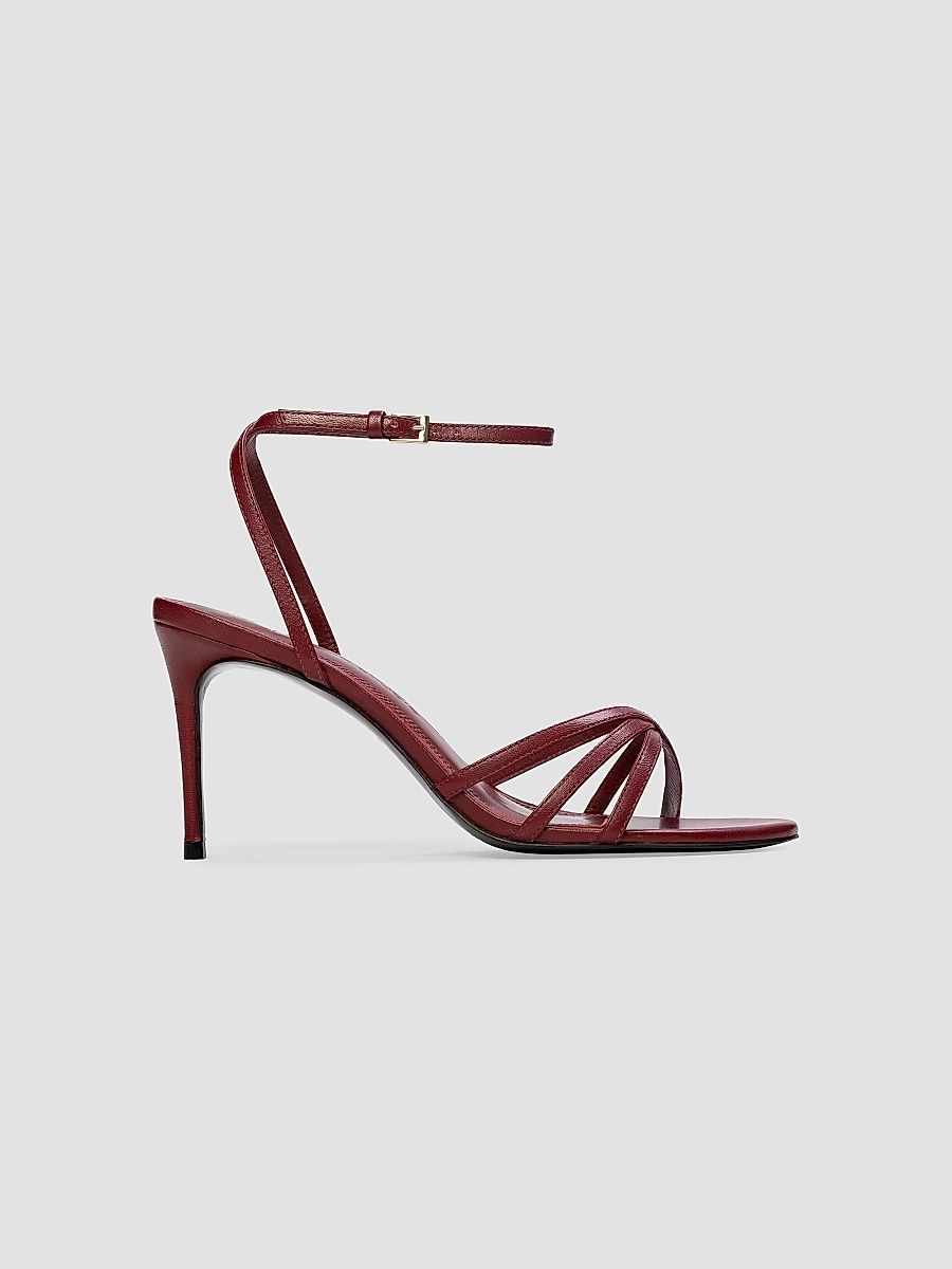 Black Suede Studio Women's Olie 80MM Leather Sandals - Chili Flake Leather - Size 12