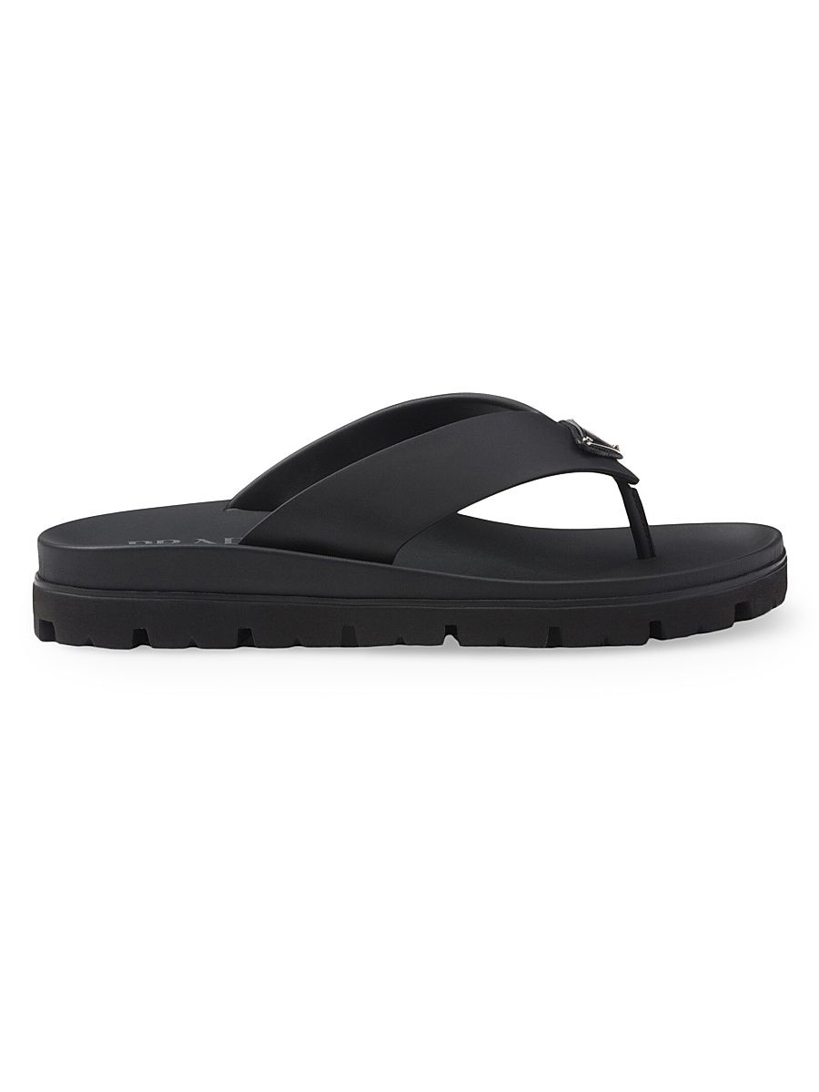 Men's Rubber Thong Sandals - Black - Size 8.5