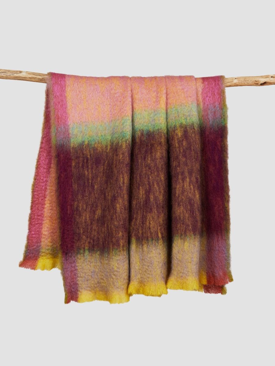 Mantas Ezcaray Rozco Mohair-Blend Throw Blanket - Block Lilac