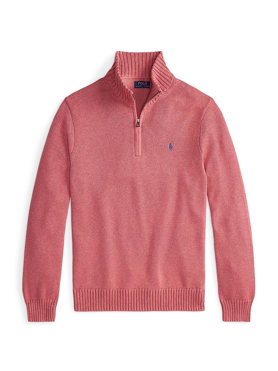 Men's Cotton Quarter-Zip Sweater - Strawberry Gelato Heather - Size XXL
