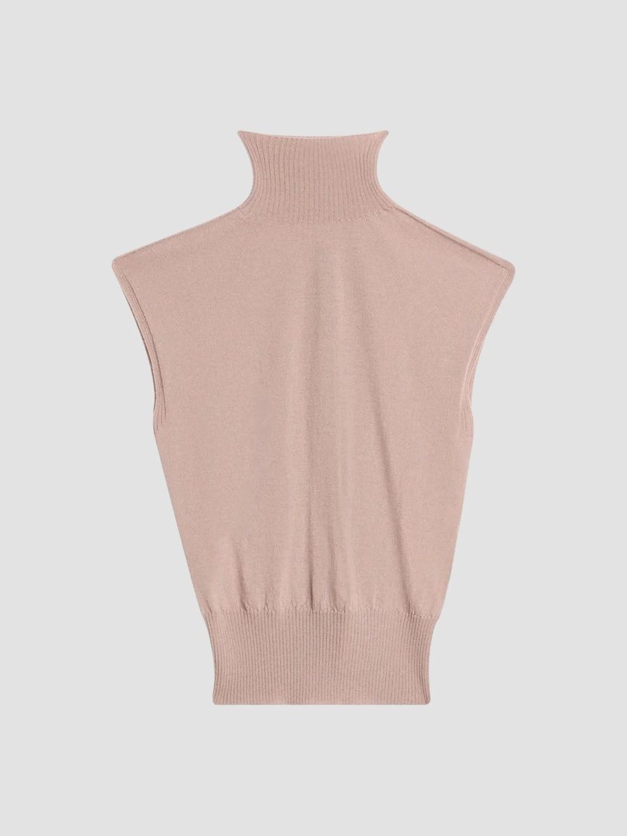 Rick Owens Women's Wool Sleeveless Turtleneck - Rose - Size Small