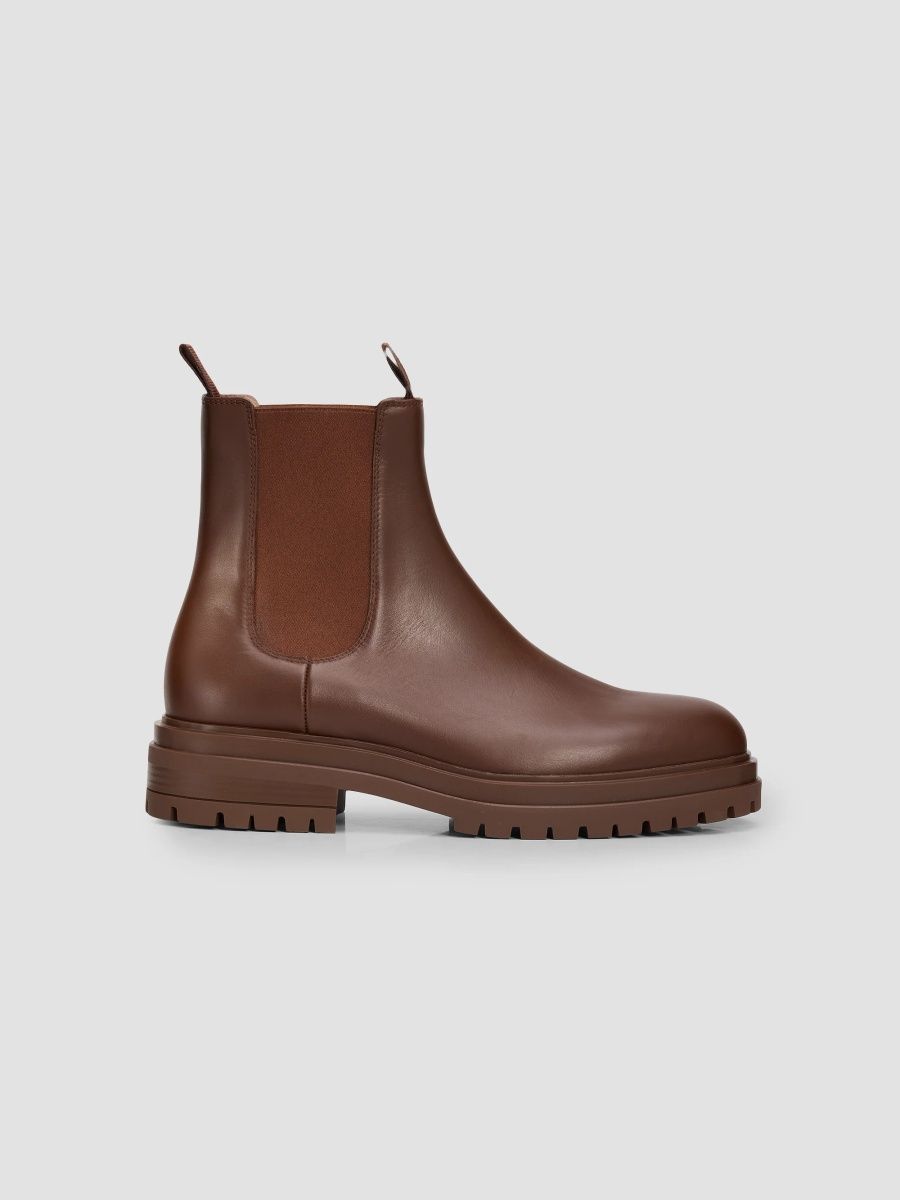 Gianvito Rossi Men's Chester Paro Leather Chelsea Boots - Brown - Size 7
