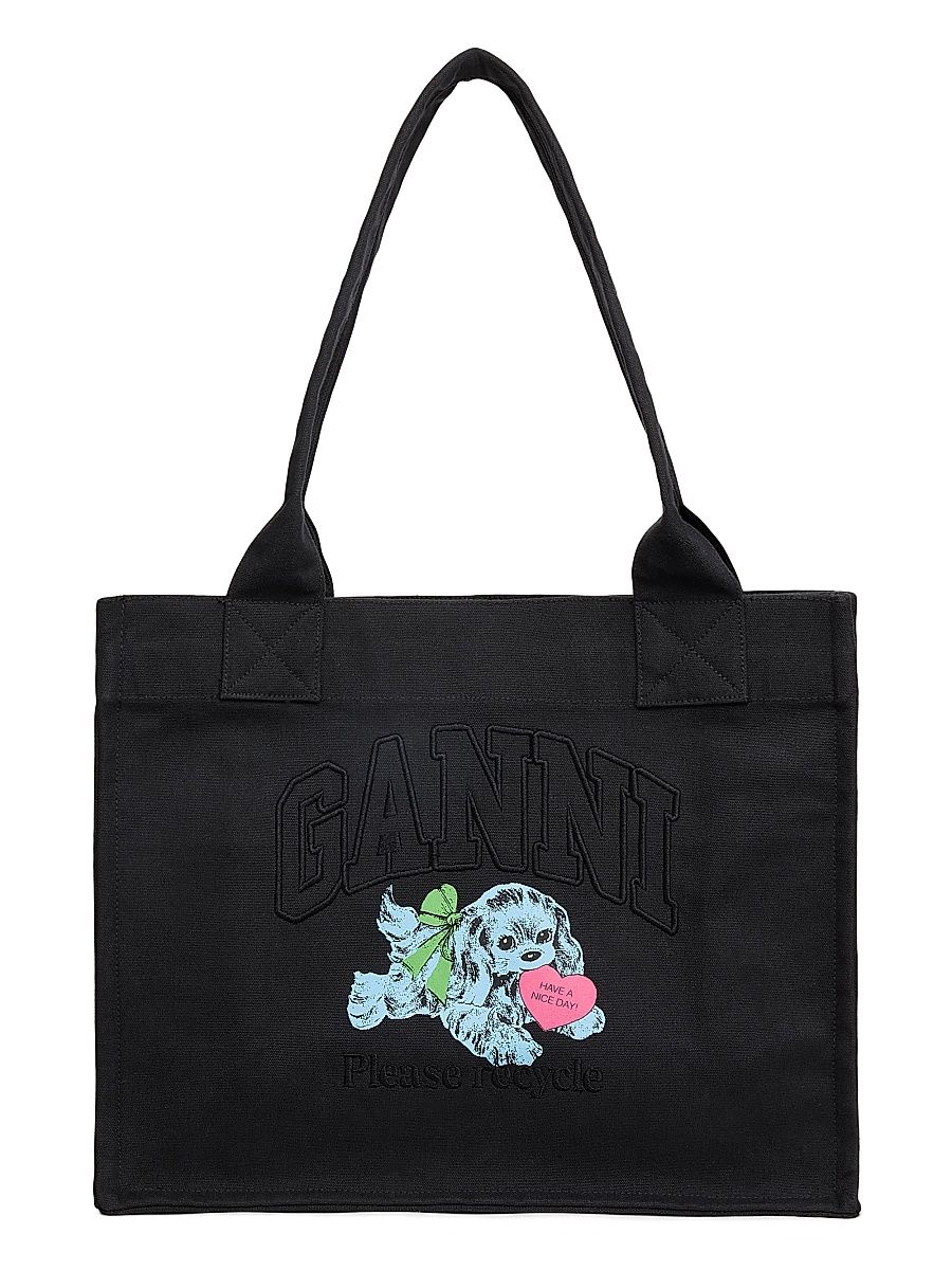 Women's Large Dog Print Shopper Tote Bag - Phantom