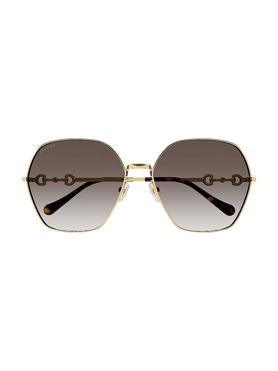 Women's Horsebit 62MM Geometric Sunglasses - Gold