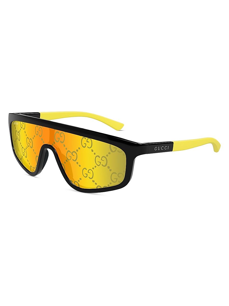 Men's 99MM Mask Sunglasses - Black Yellow Mirror Print