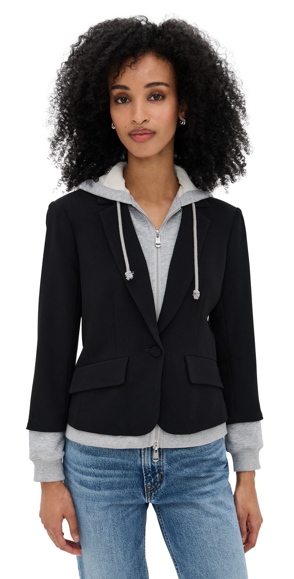 Cinq à Sept Zip Up Le Petit Khloe Blazer Black/Heather Grey 6