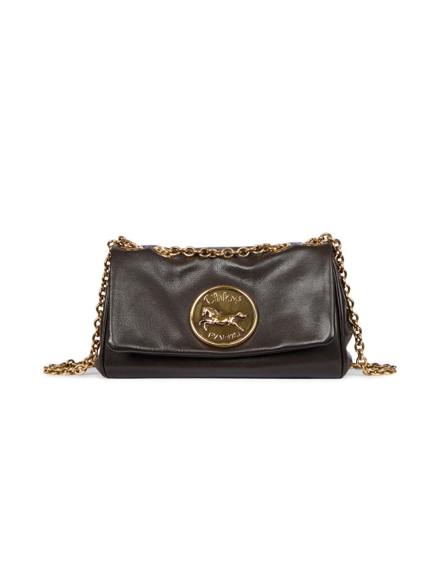 Women's Small Heritage Leather Chain Shoulder Bag - Ink Brown