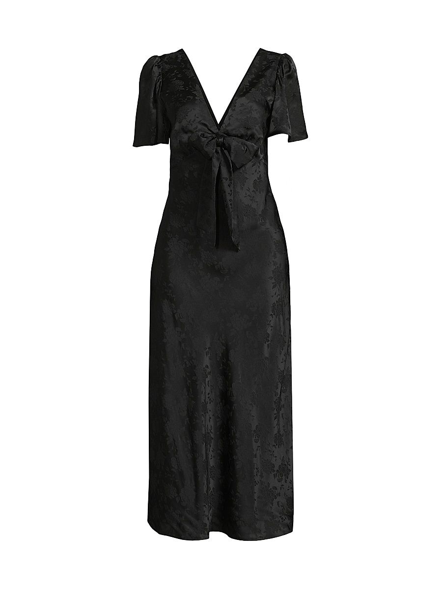 Women's Brunello Silk Jacquard Midi-Dress - Black - Size Large