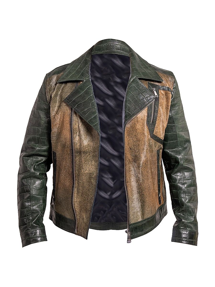 Men's Ascension Leather Jacket - Green - Size XXXL