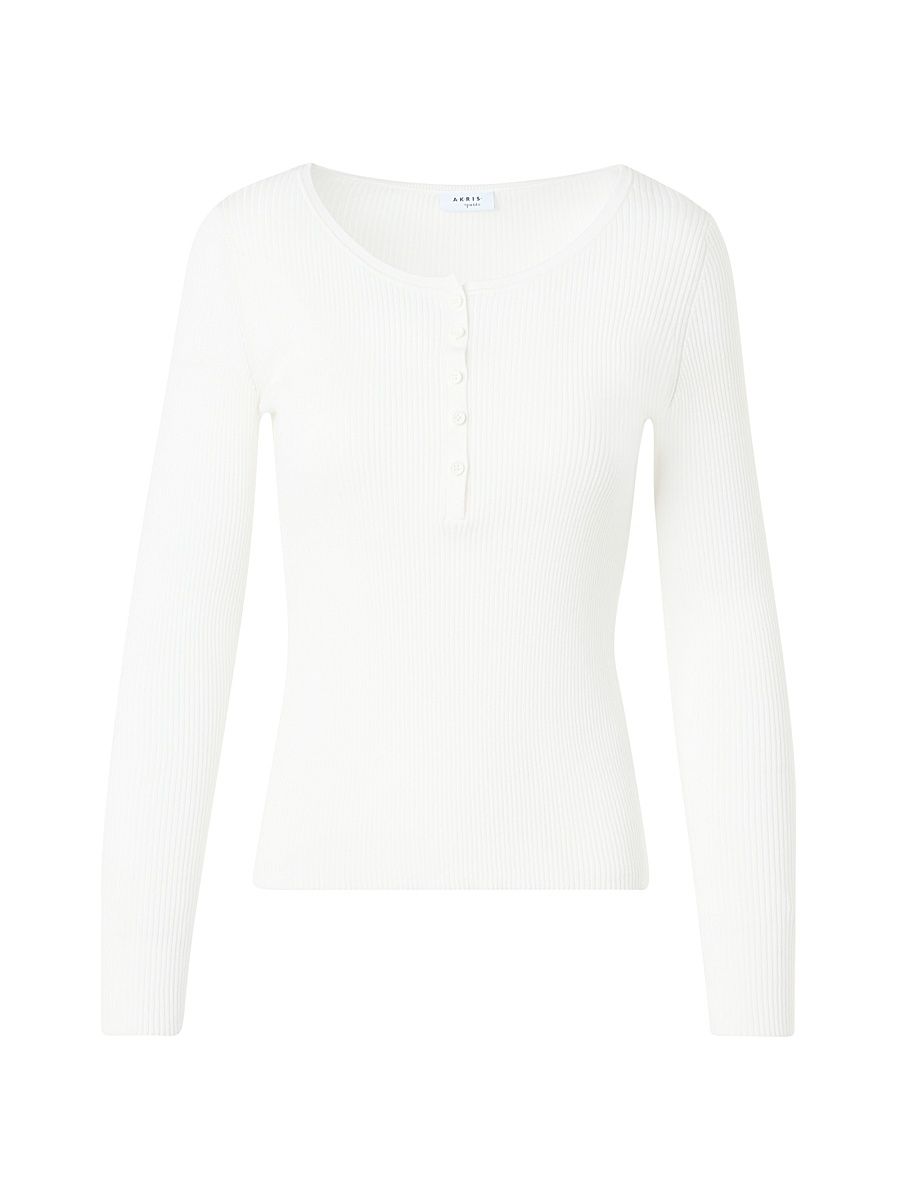 Women's Cotton Rib-Knit Scoopneck Henley Sweater - Cream - Size 16