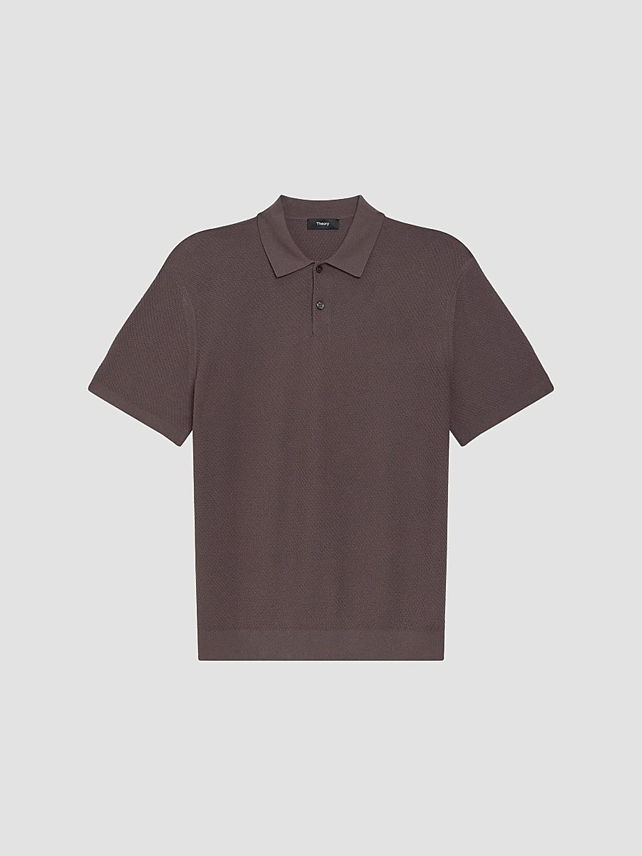 Theory Men's Soris Stretch Knit Polo Shirt - Classic Brown - Size XXL