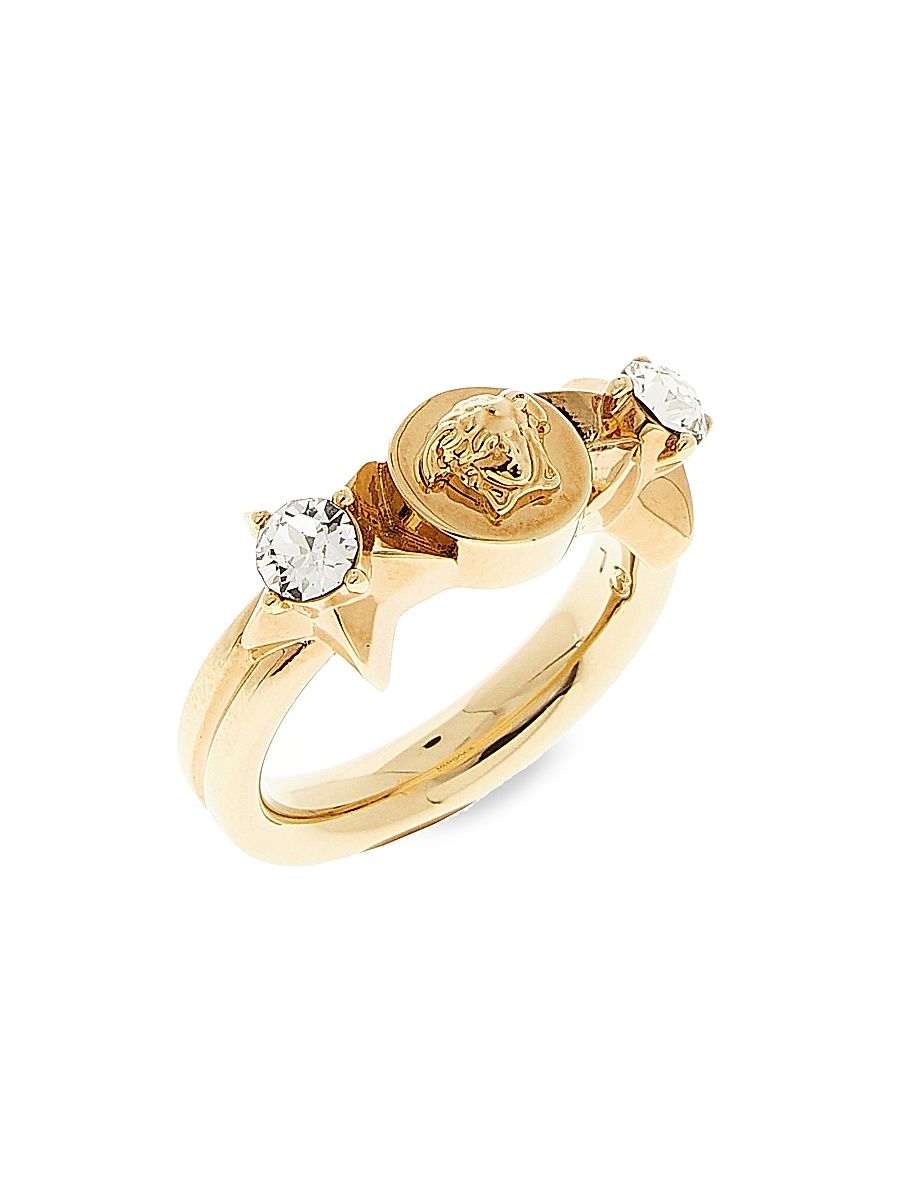 Women's Medusa Star Goldtone & Glass Ring - Versace Gold - Size 7