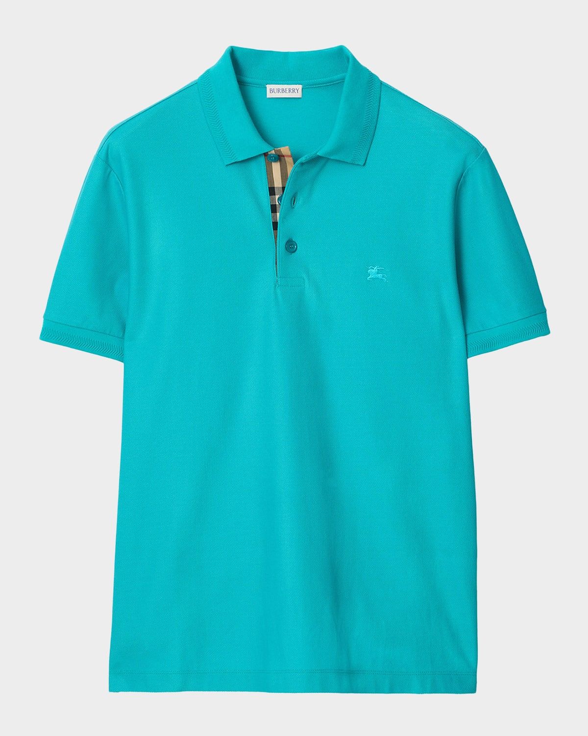 Men & apos;s Check-Placket Slim Fit Cotton Polo Shirt