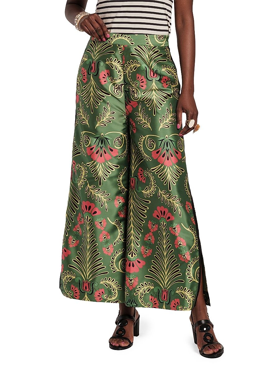 Women's Canopy Palazzo Pants - Green Pink Multi - Size 0