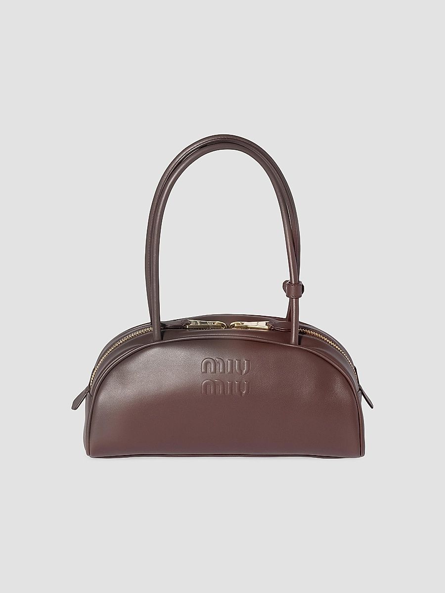 Miu Miu Women's Beau Leather East West Top Handle Bag - Dark Brown