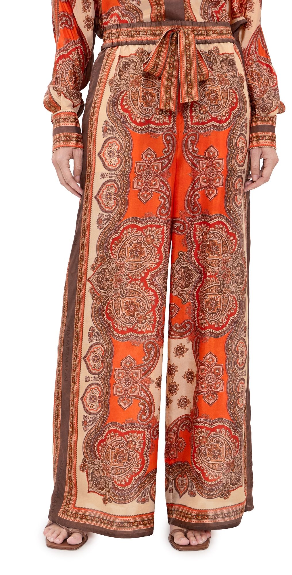 Zimmermann Mahon Relaxed Pants Tangerine Paisley 3