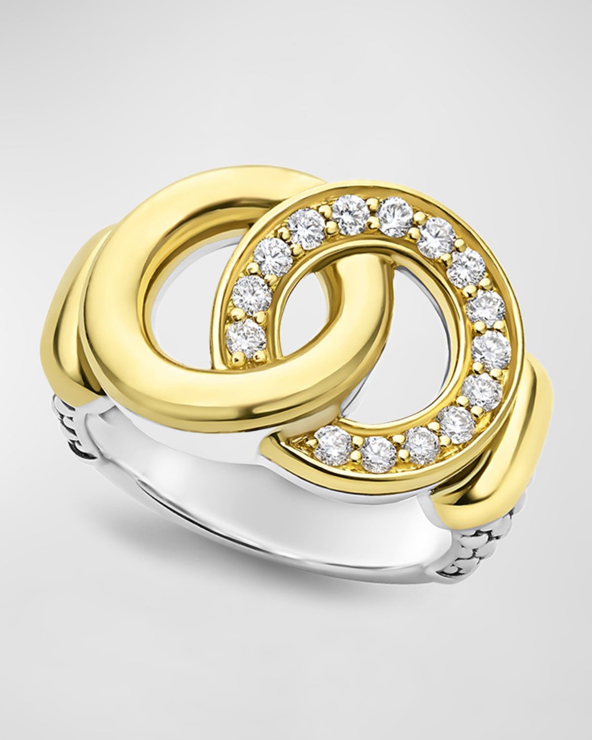 Signature Caviar Two-Tone Interlocking Diamond Ring