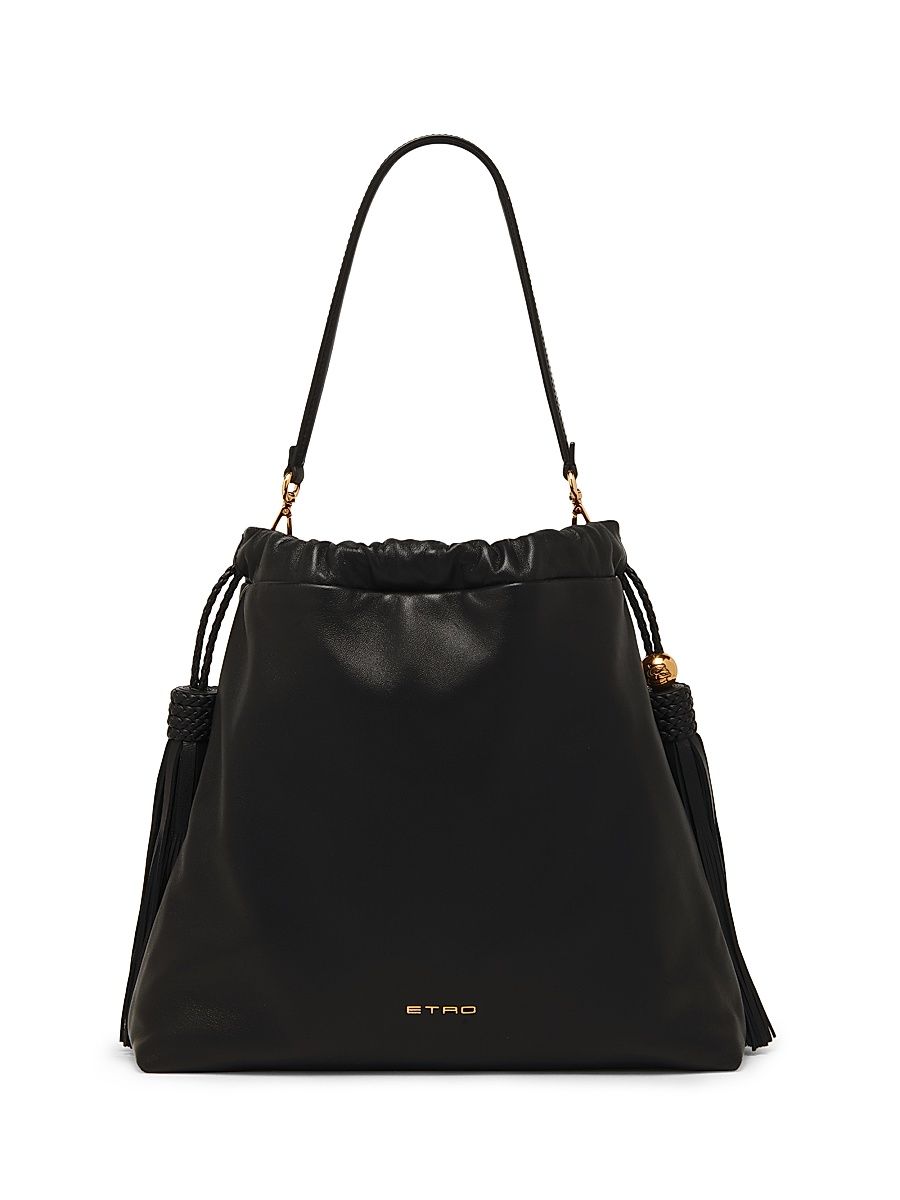 Women's Kalispera Large Leather Shoulder Bag - Black