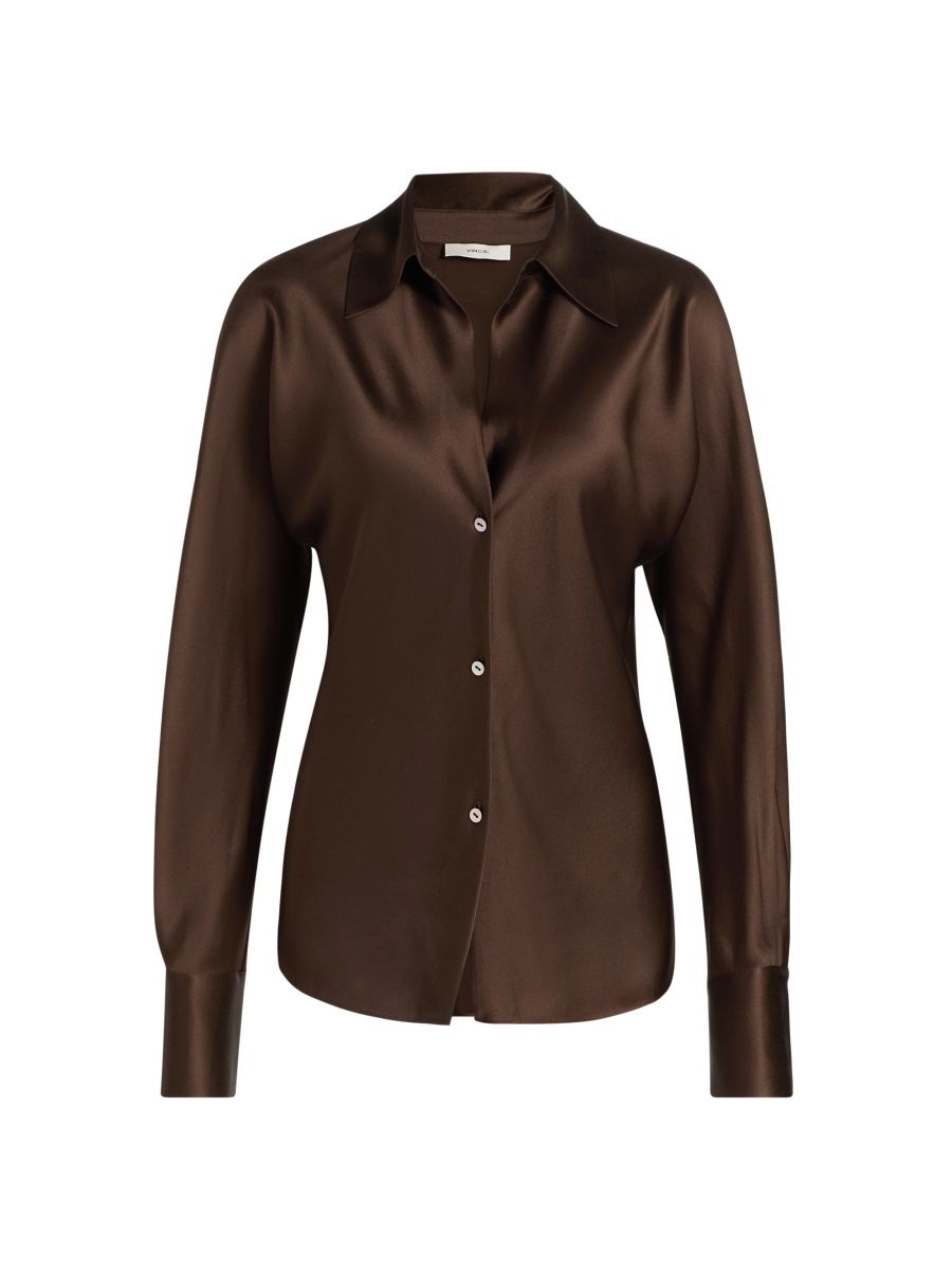 Vince Women's Silk Long-Sleeve Blouse - Moss Ochre - Size XXS