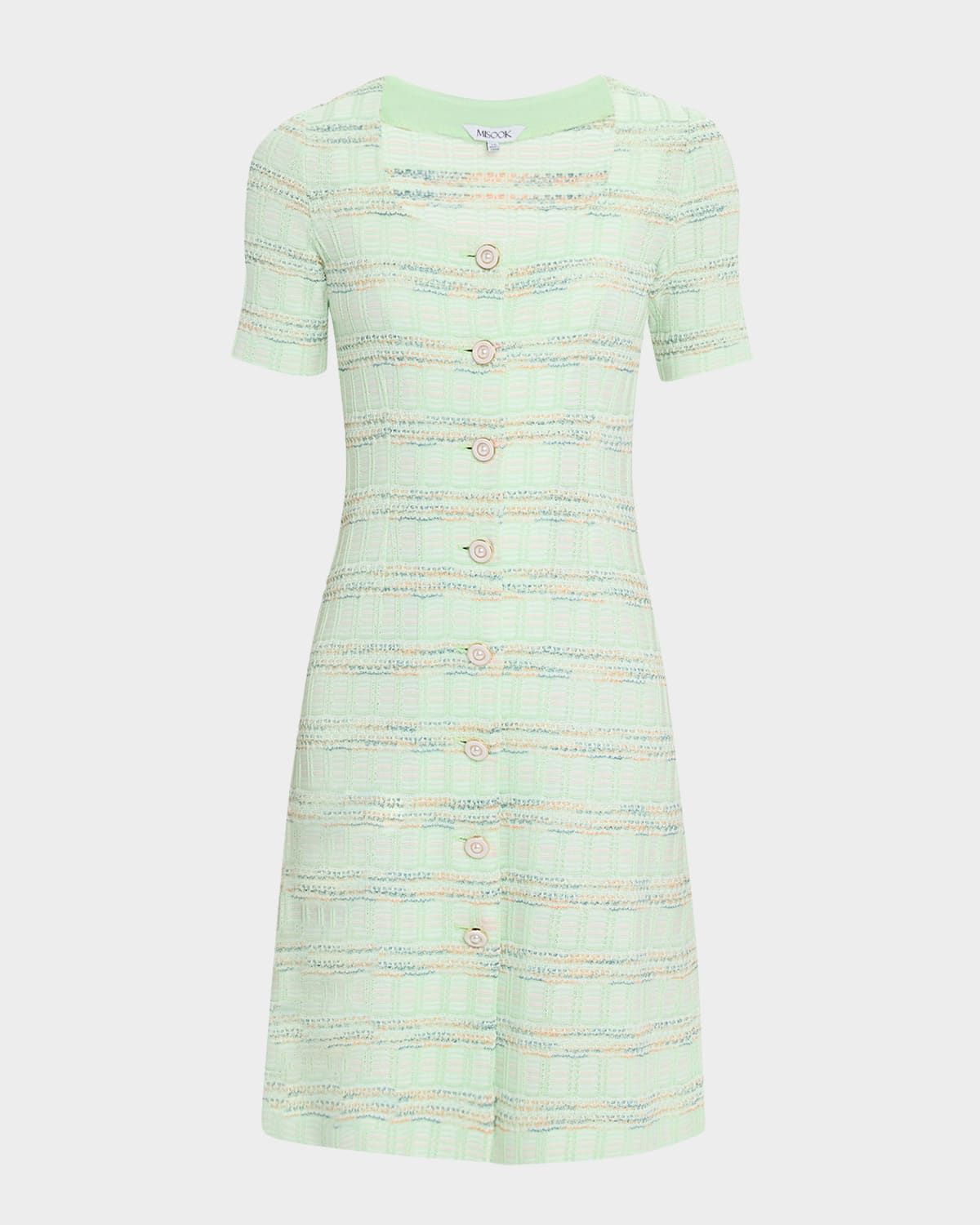 Textured Plaid Knit Sweater Dress