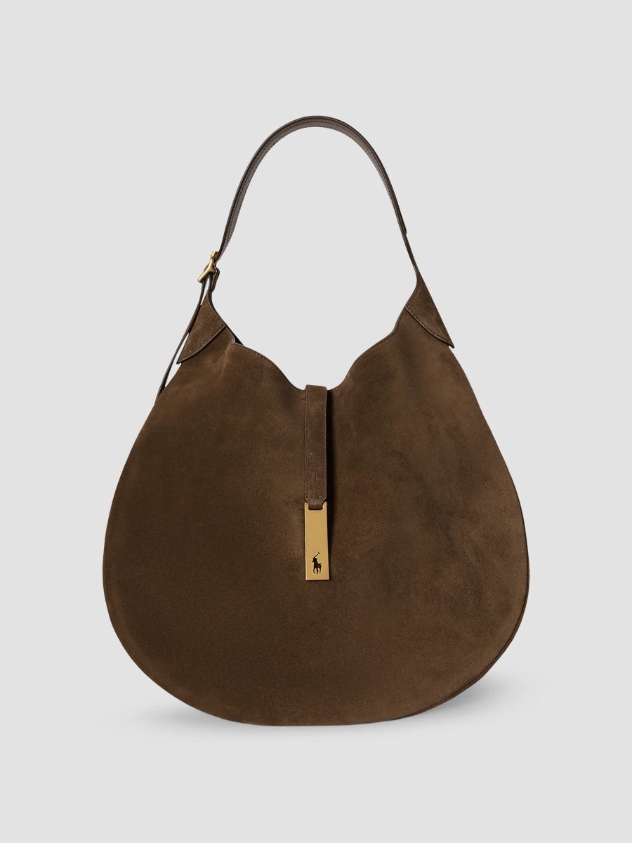 Polo Ralph Lauren Women's Polo ID Medium Suede Shoulder Bag - Gingerbread