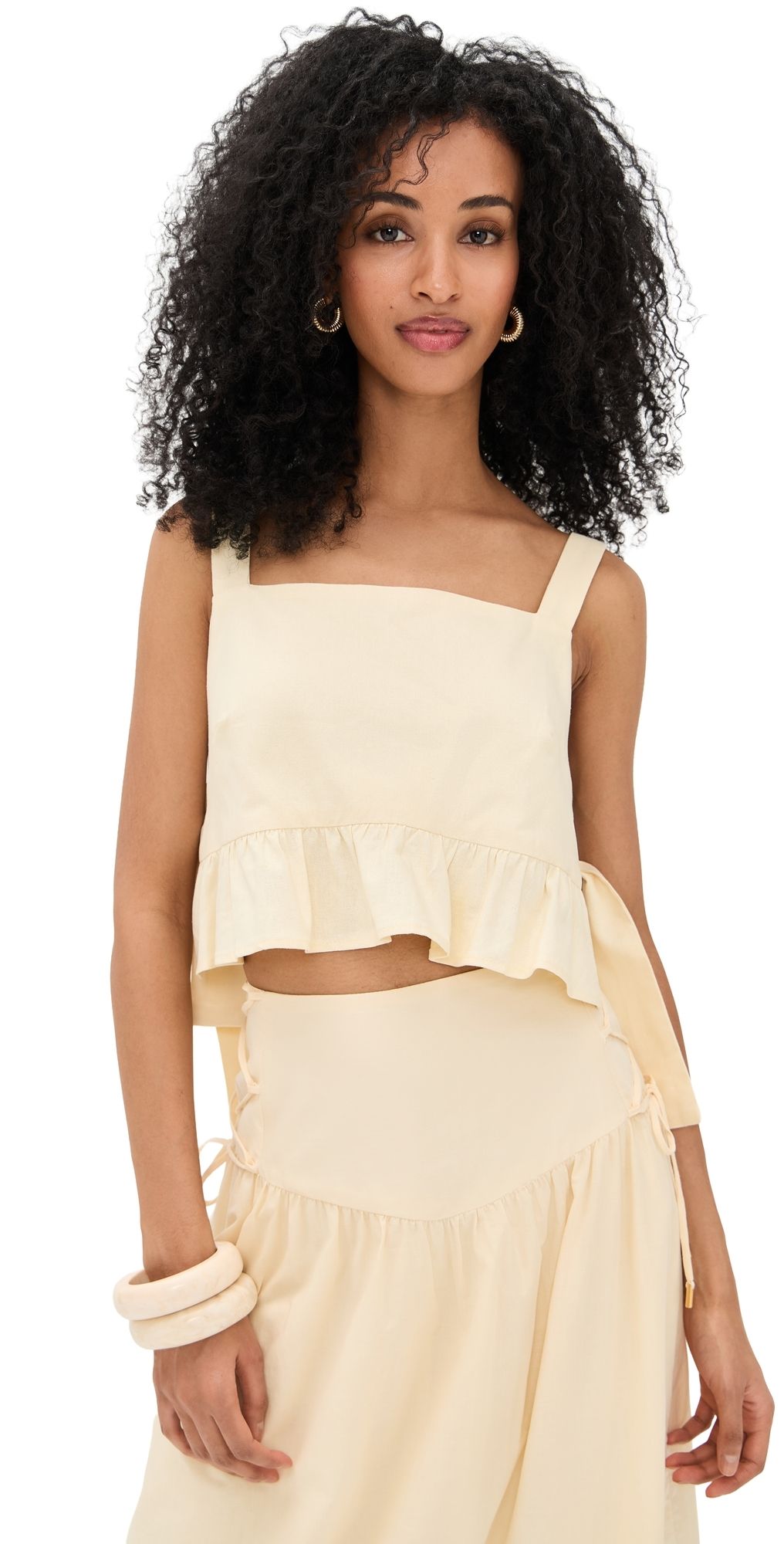 Dress To Tiered Crop Top Beige Shell L