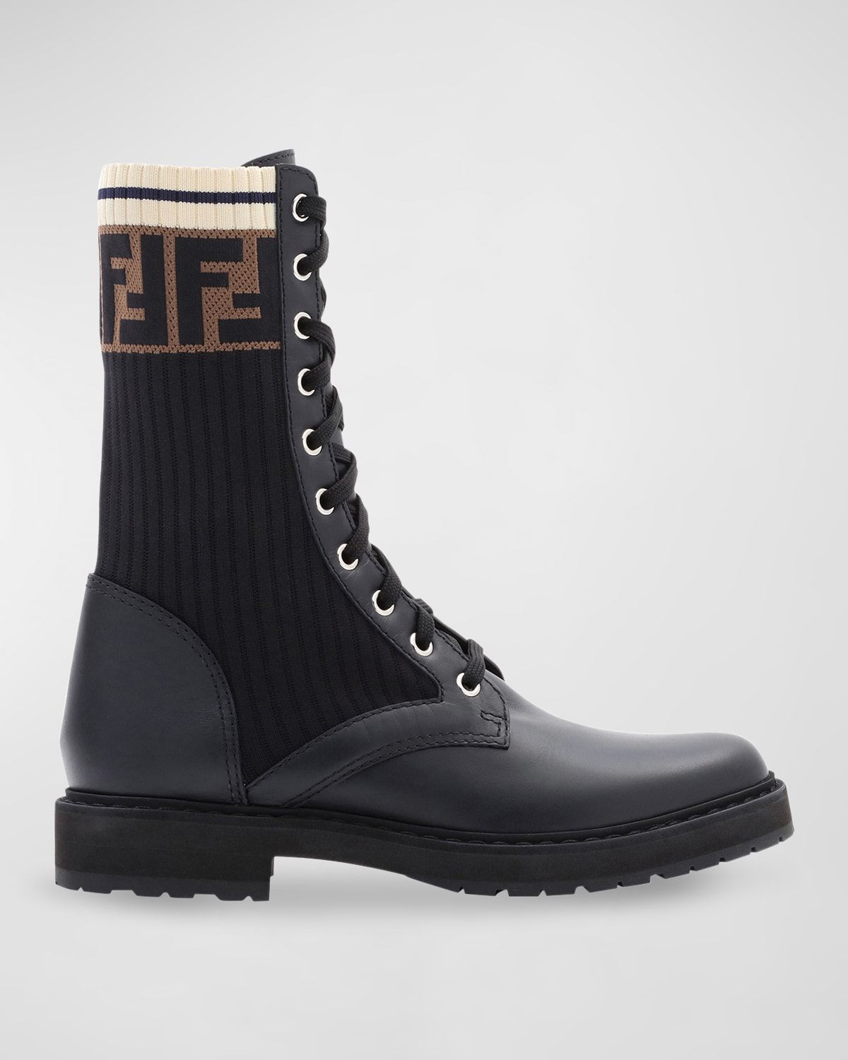 Leather Combat Boot with FF Cuff