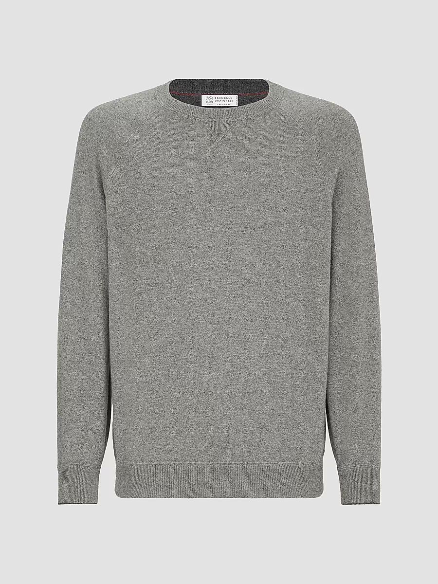 Men's Cashmere Sweatshirt-Style Sweater - Dark Grey - Size 48