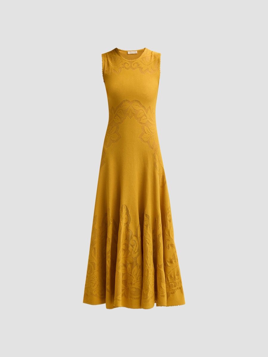 Ulla Johnson Women's Corinthia Knit Fit & Flare Midi Dress - Topaz - Size XL