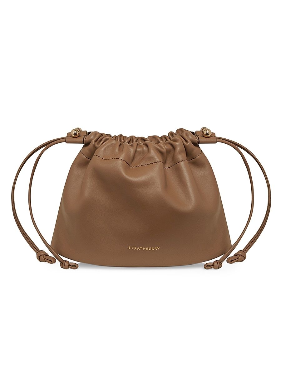Women's Charlotte Drawstring Leather Clutch - Brown