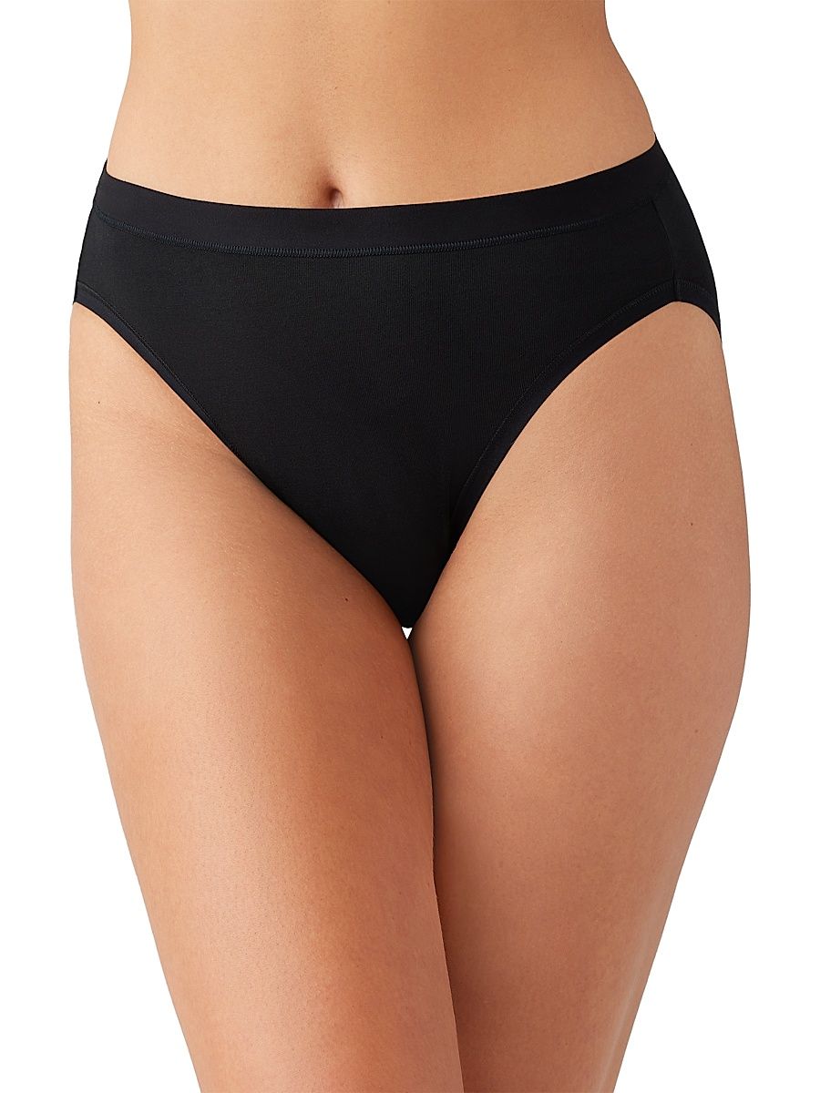 Wacoal Women's Understated Cotton High-Cut Brief - Black - Size XL