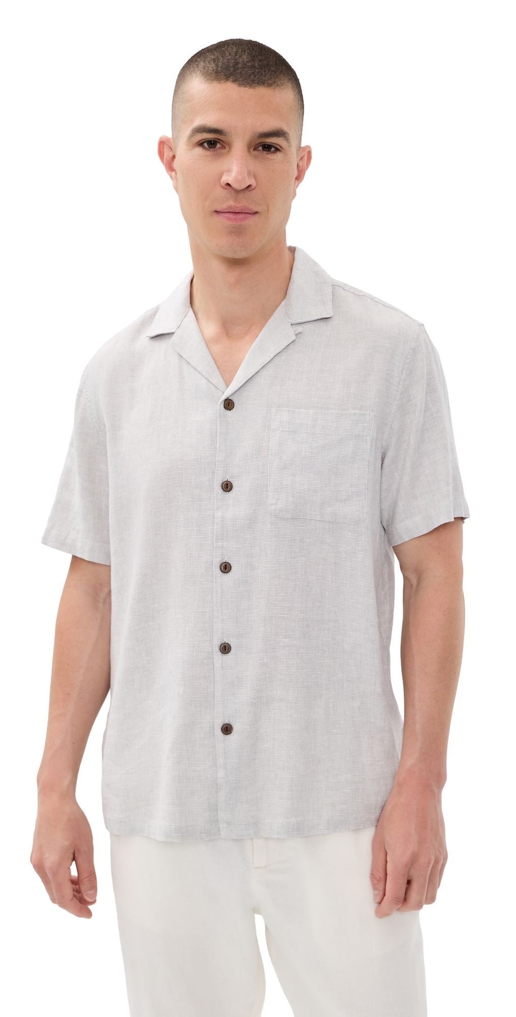 Faherty Breeze Camp Shirt Grey Shores XL
