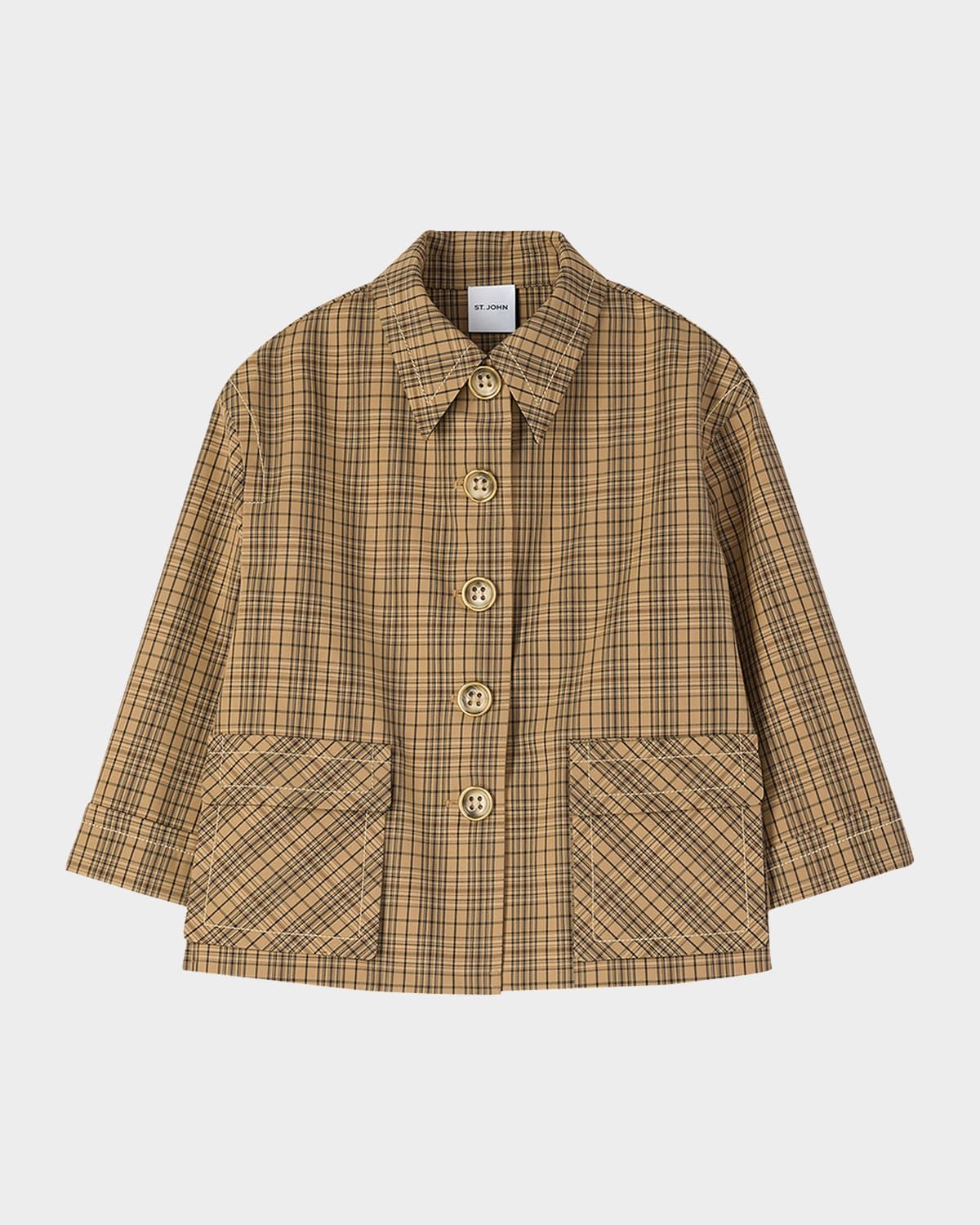 Plaid Collared Technical Jacket