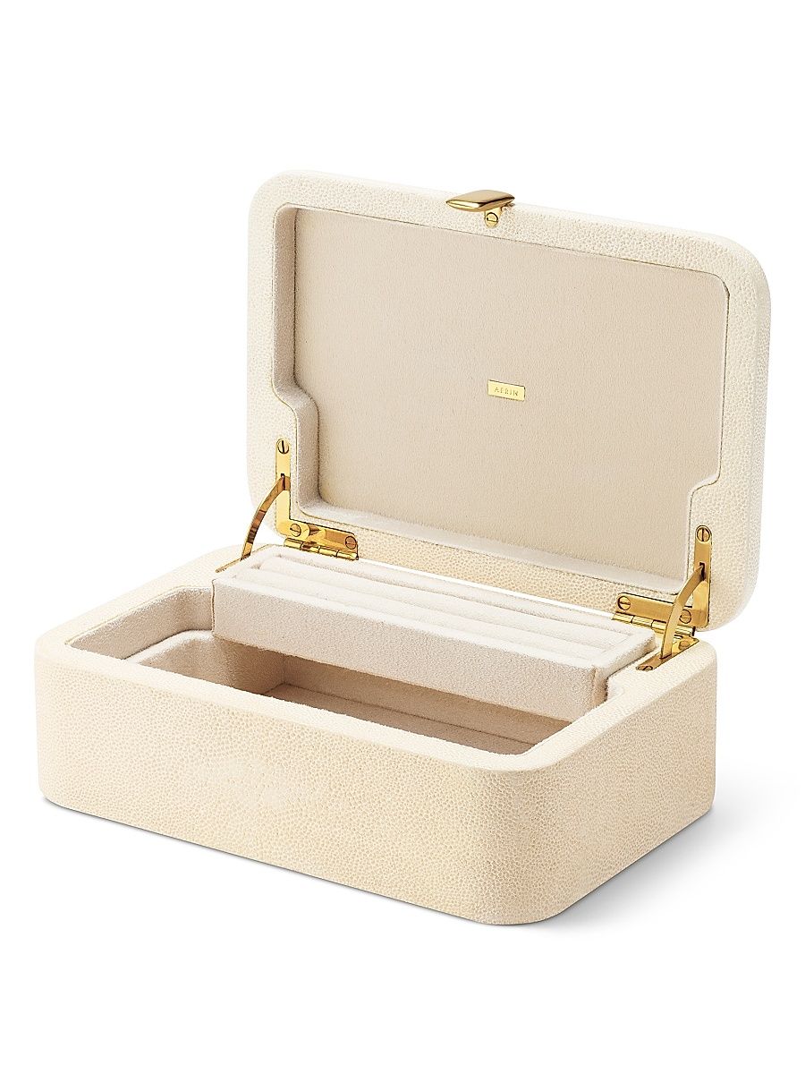 Abella Small Shagreen Jewelry Box - Cream