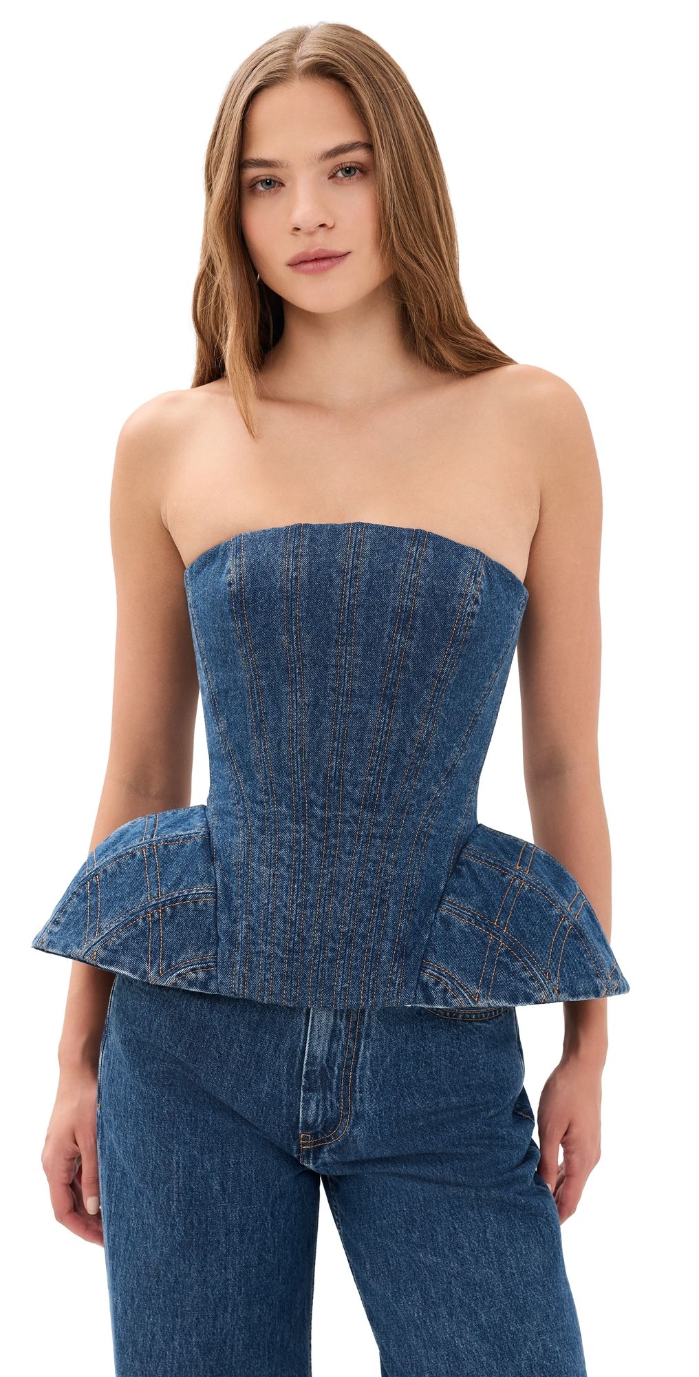 AKNVAS Emmi Corset Denim Top Blue 8