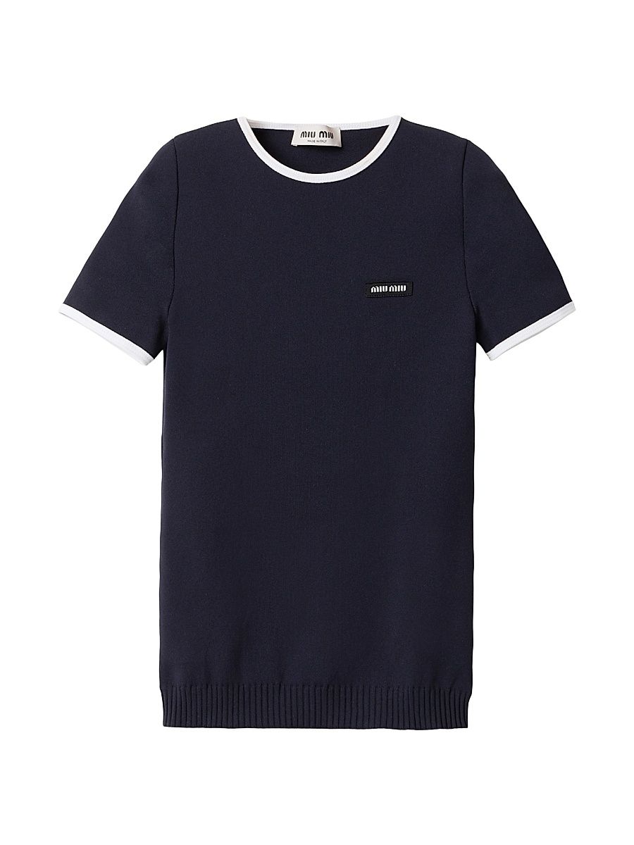 Women's Technical Yarn Crew-Neck Sweater - Blue - Size 10