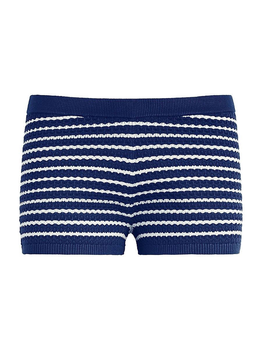 Women's Dani Pointelle-Knit Shorts - Royal Blue Milk - Size XS