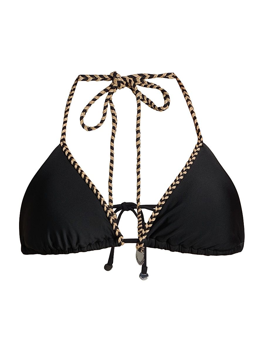 Women's Nikoleta Braided Triangle Bikini Top - Black - Size XL