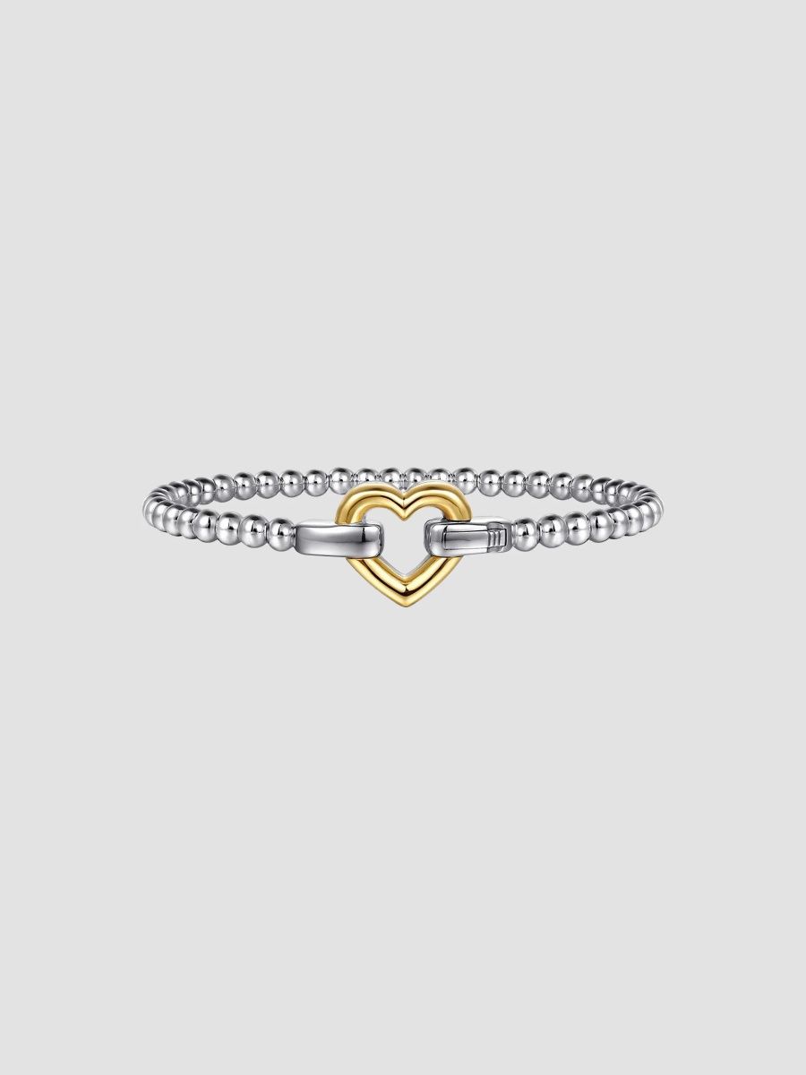 Gabriel & Co Women's Sterling Silver & 14K Yellow Gold Beaded Heart Bracelet - Gold - Size 6