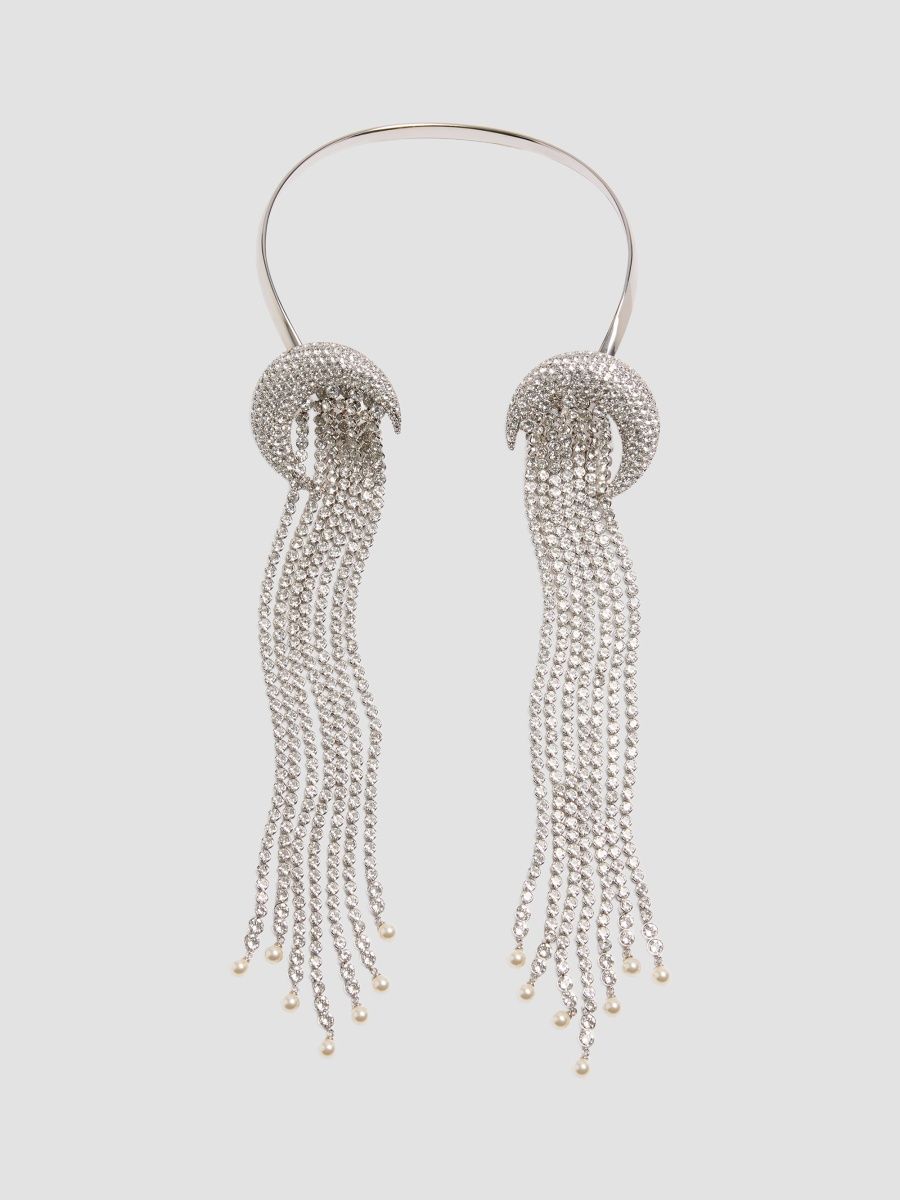 Valentino Women's Kabarett Necklace in Metal, Crystals and Pearls - Palladium