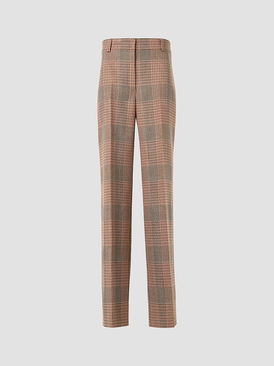 Women's Chiaro Glen Check Virgin Wool-Blend Pants - Beige Mocca Orange - Size 16