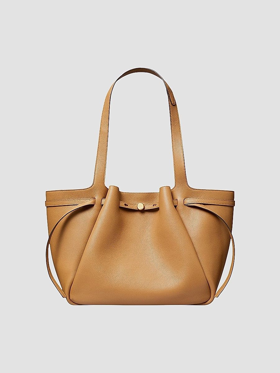 Tory Burch Women's Romy Pebbled Leather Tote Bag - Wild Mushroom