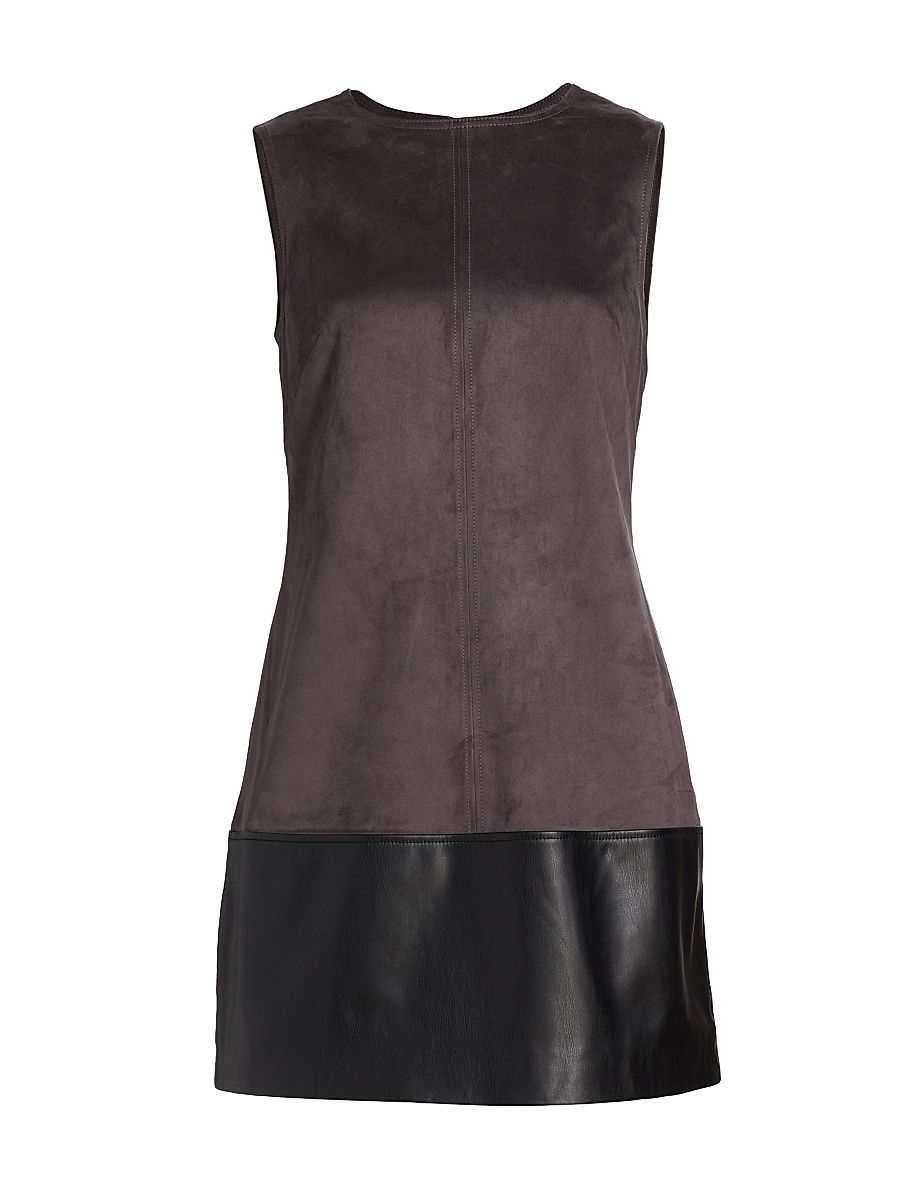 Women's Eve Faux Suede Shift Dress - Charcoal Black - Size 12